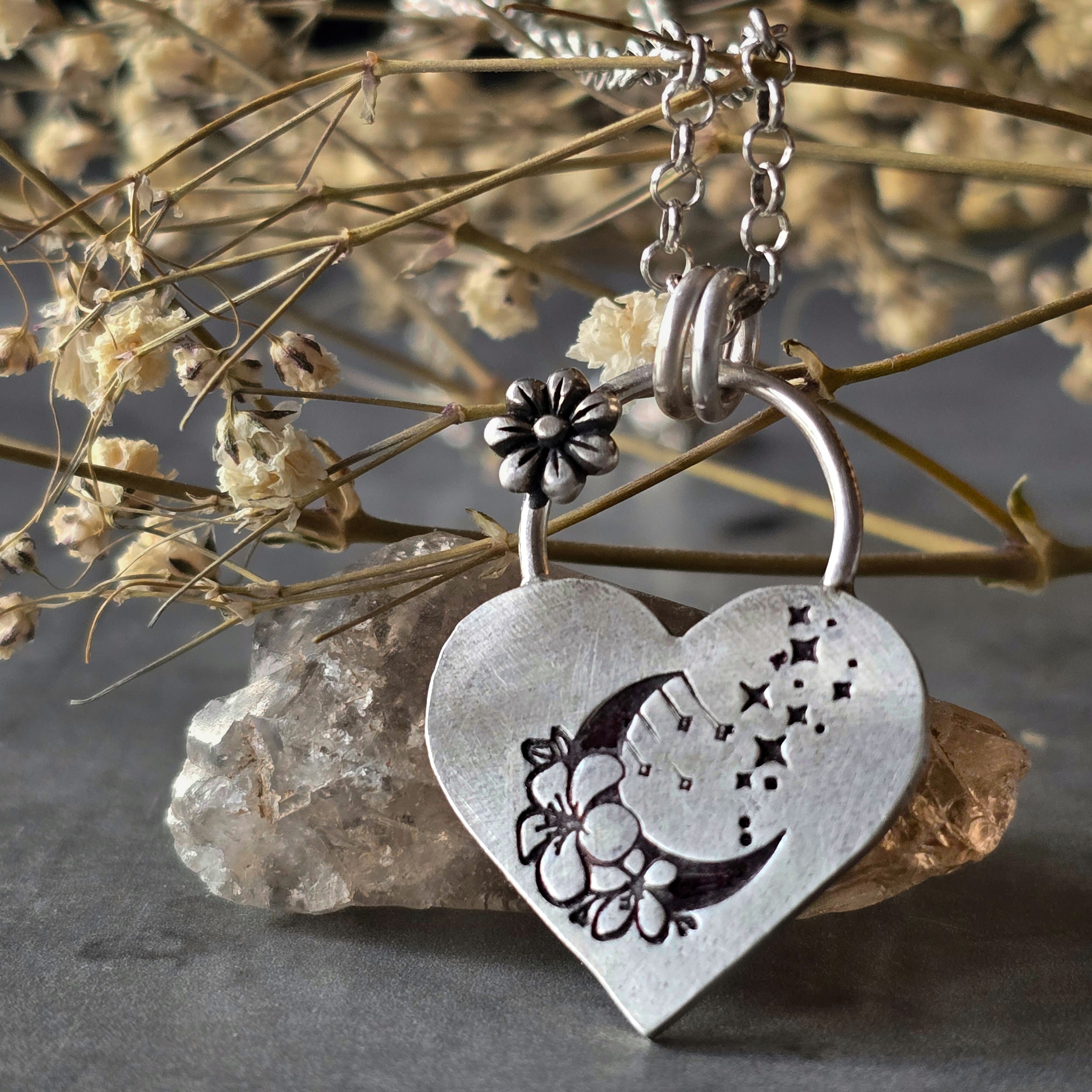 Love You to the Moon and the Stars Heart Necklace