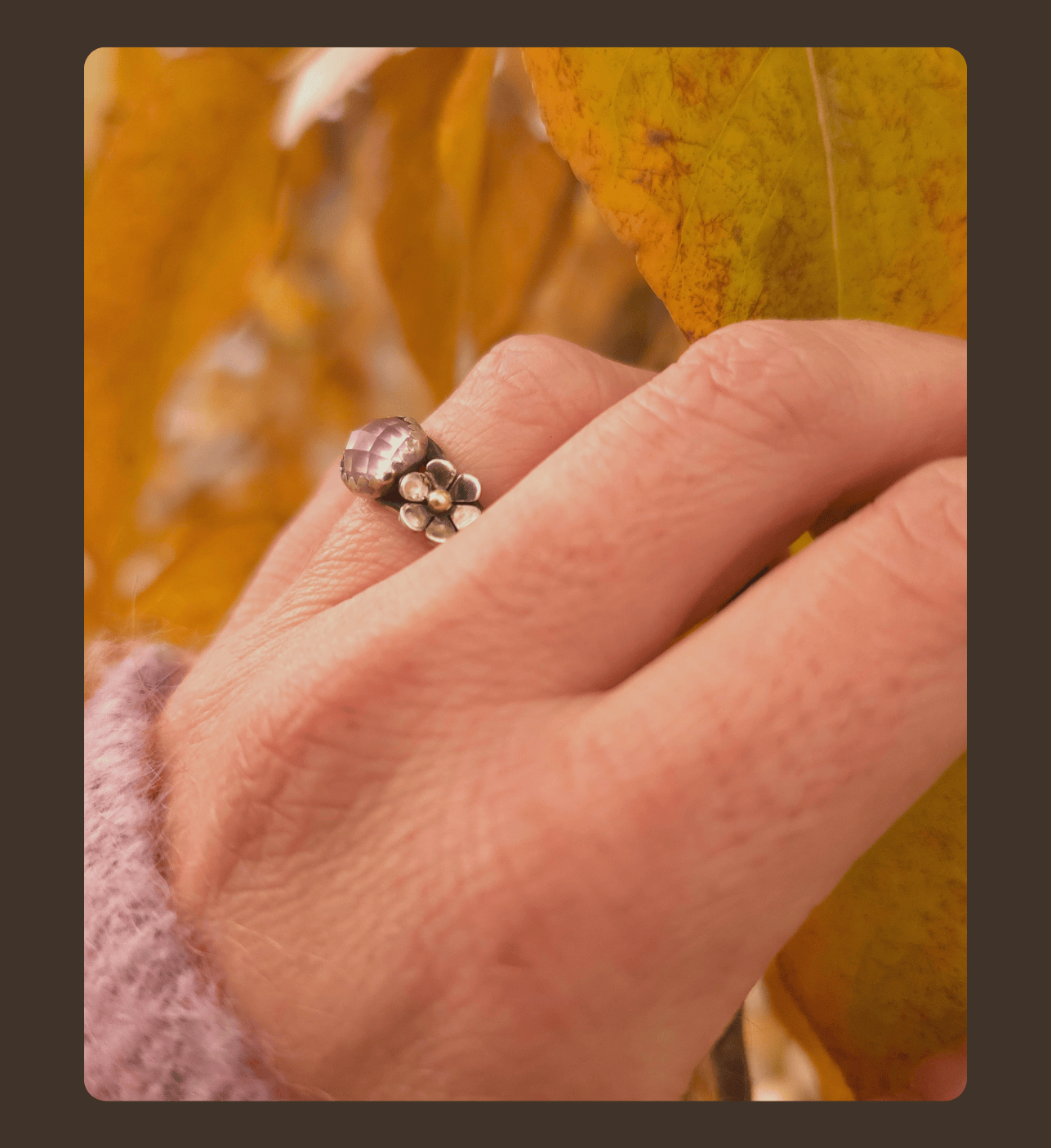 Floral Ring with Rose Quartz