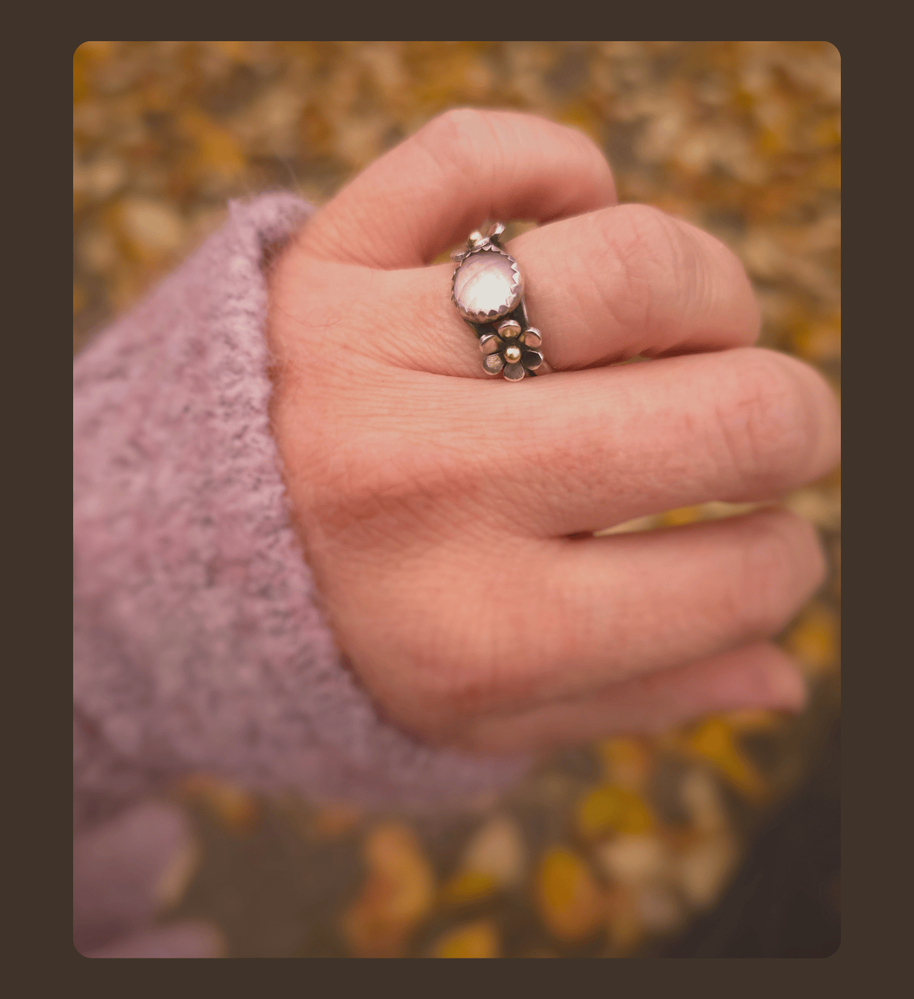 Floral Ring with Rose Quartz