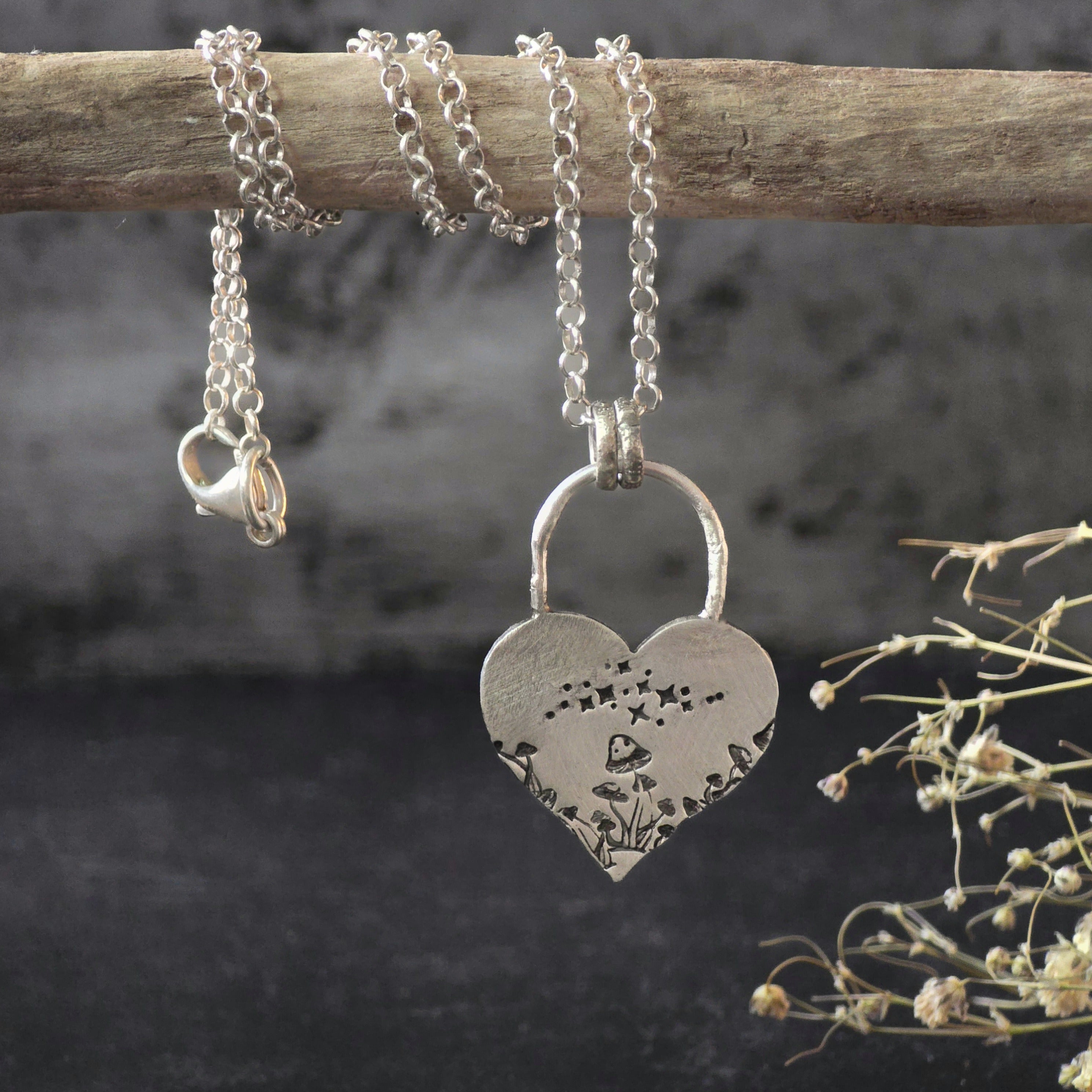 Shroomy Night Heart Necklace