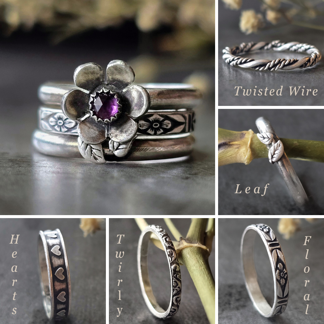 Gemstone Flower Ring with Amethyst