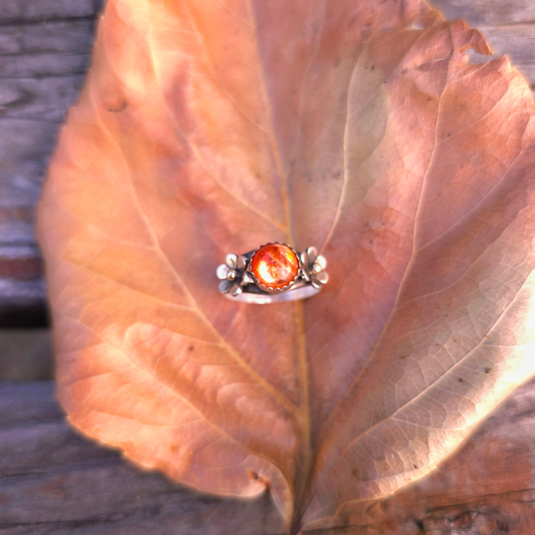 Floral Ring with Sunstone