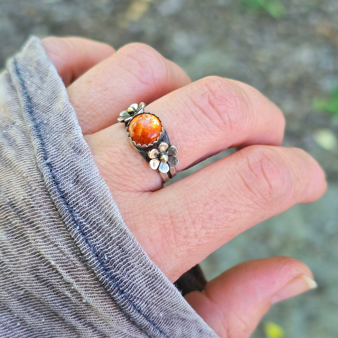 Floral Ring with Sunstone