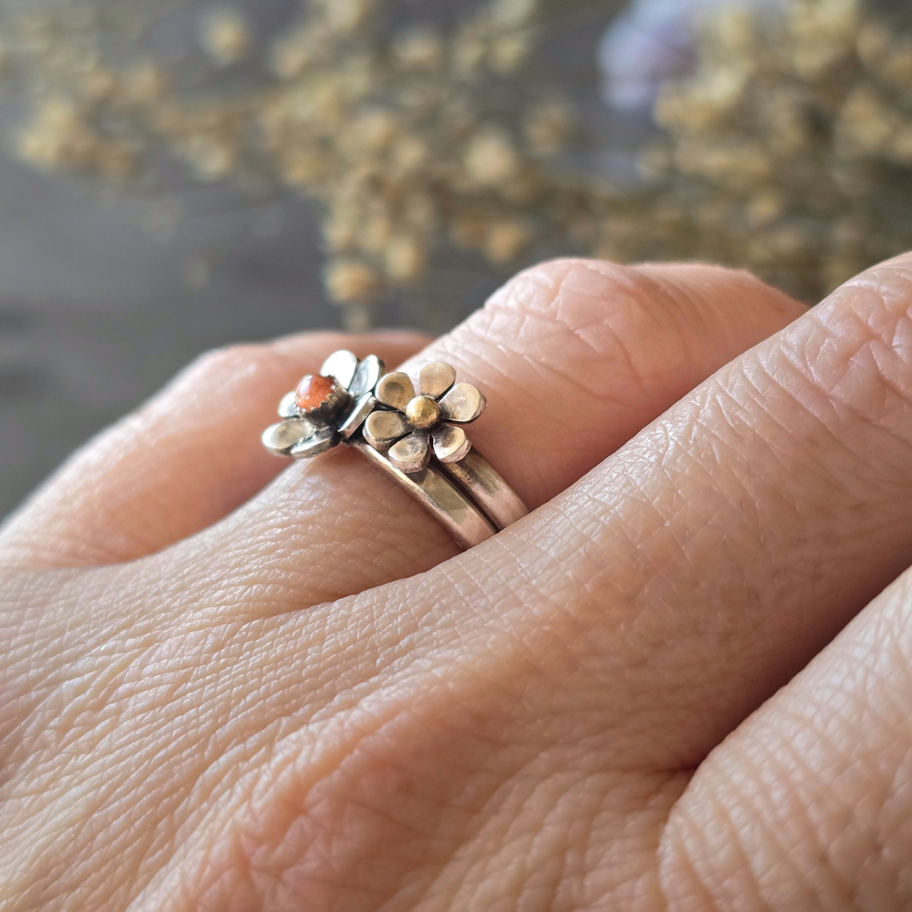 Gemstone Flower Ring with Sunstone